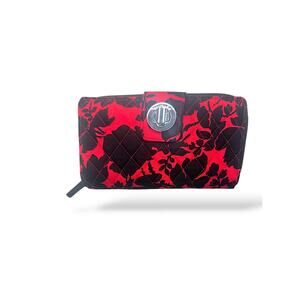 Vera Bradley Retired Turnlock Wallet 14442-177 Silhouette Floral Red Black NWOT